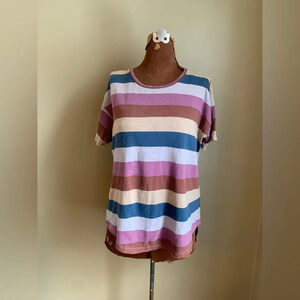 Madewell fitted t shirt, striped top
